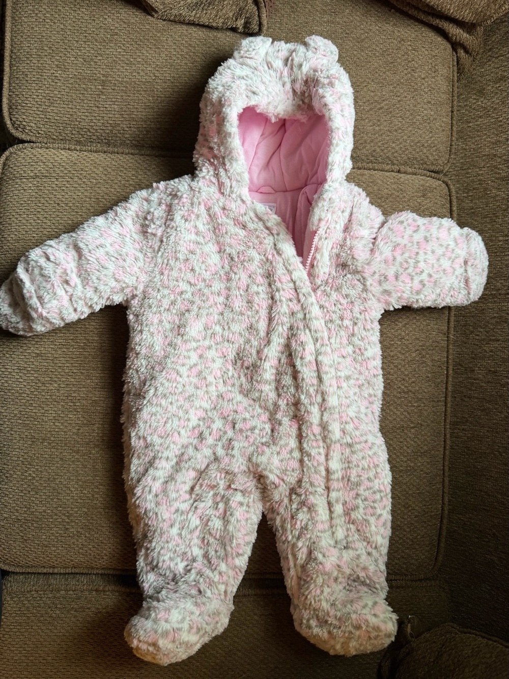 Cozy Pink Baby One-Piece Snowsuit